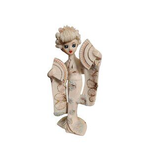 Vintage Ucagco Spaghetti Japan Lady Geisha Girls Kimono Figurine Blue Eyes